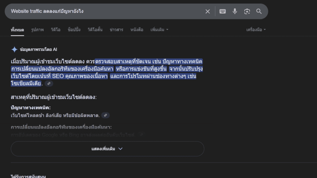 Website Traffic ลดลง