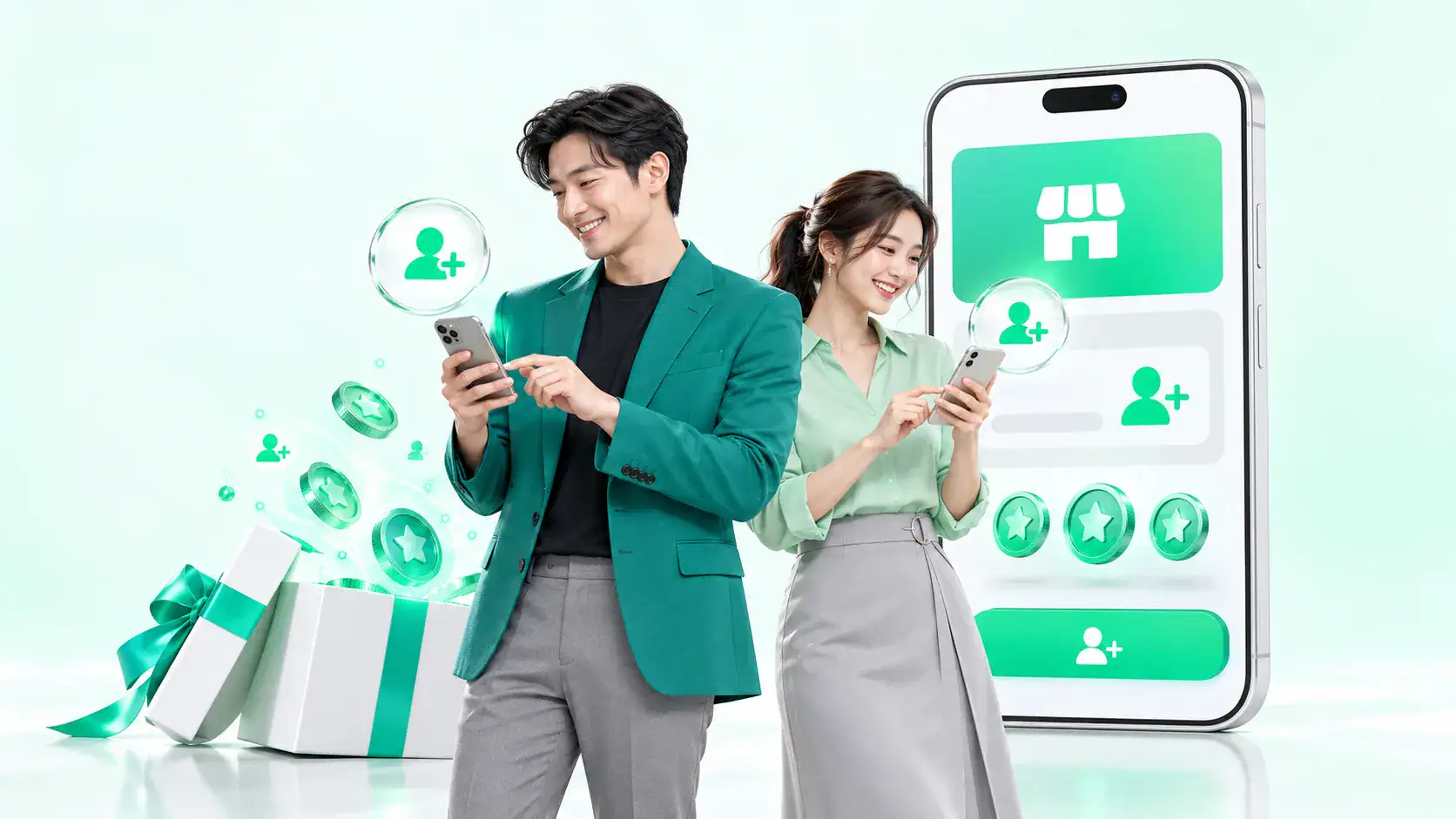 Customers add the shop as a friend on LINE SHOPPING to get coupons and points